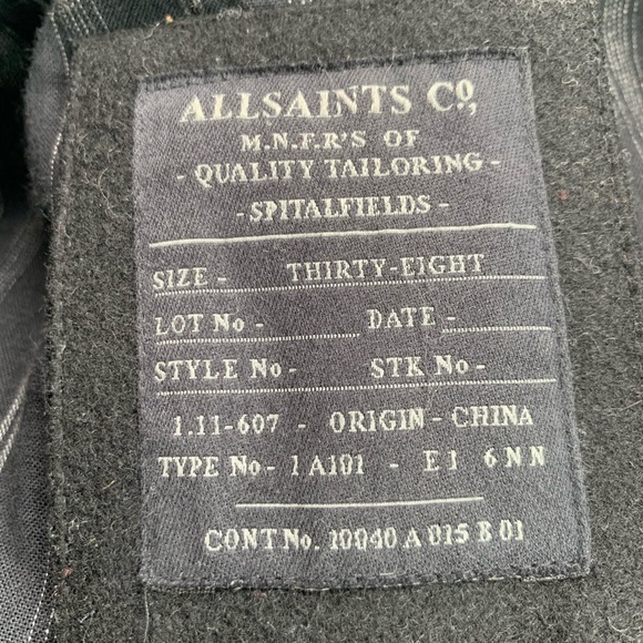 ALLSAINTS Cohen Men’s Mid Length Wool Pea Coat - Picture 4 of 4